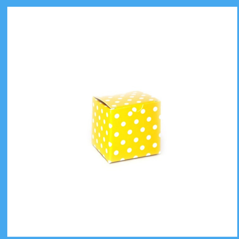 Promotional Square Box made with Recycled Material - Smooth Yellow Color or Polk